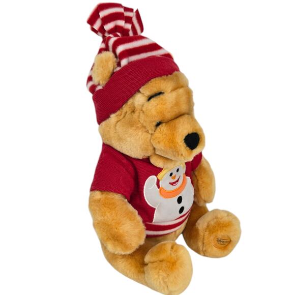 Disney Store Winnie the Pooh Plush 12" Snowman Sweater‎ Winter Hat Holiday - Picture 5 of 8